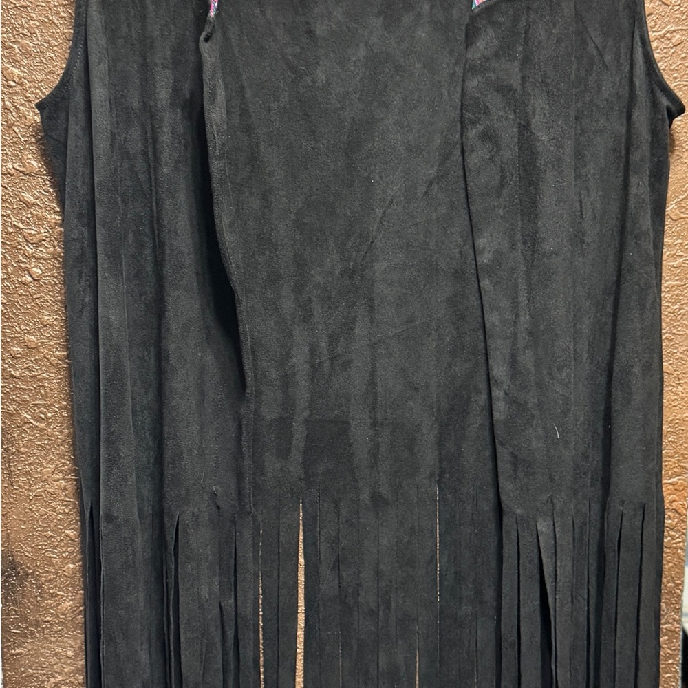 Black Fringe Sleeveless Vest